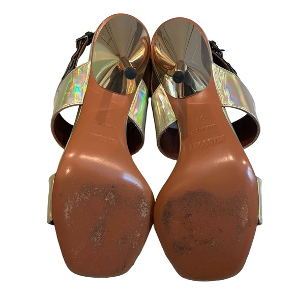 Missoni Shiny Gold with Black Buckle Slingback Sandals, Sz 37 - Picture 12 of 15